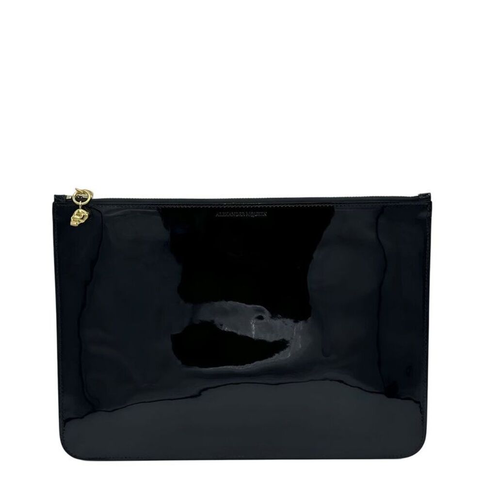 Alexander Mcqueen Patent Leather Pouch, Black